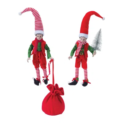 Houzbling Elf W/bag And Tree (set Of 2) 17"h, 20"h Polyester