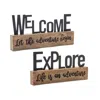 Houzbling Explore And Welcome Sign (set Of 2) 9"l X 4.5"h, 10"l X 5"h Resin