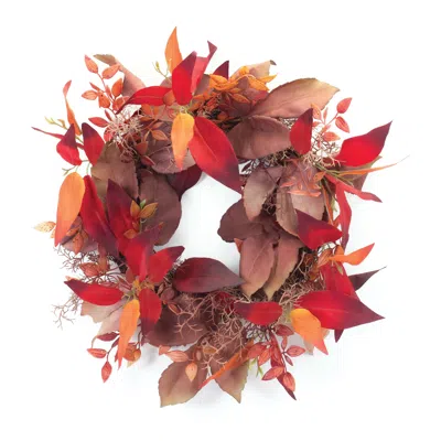 Houzbling Fall Leaf Wreath 19"d Polyester