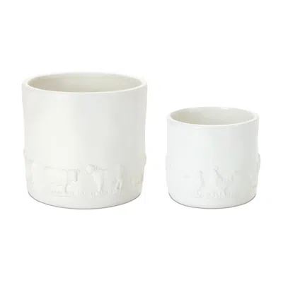 Houzbling Farm Animal Pot (set Of 2) 4.5"d X 4.25"h, 6"d X 5.75"h Ceramic In Neutral