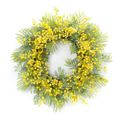 Houzbling Fern And Mimosa Wreath 27"d Plastic