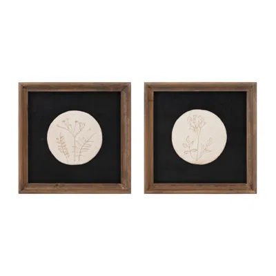 Houzbling Floral Frame (set Of 2) 12"sq Wood/mdf In Brown