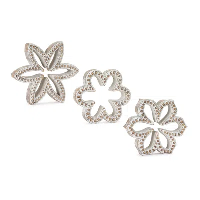 Houzbling Flower Outline (set Of 3) 5.75"h, 6.5"h, 7"h Resin In Gray