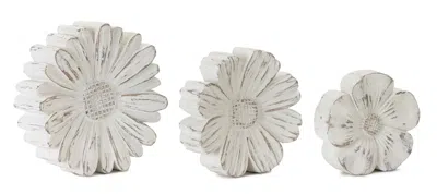 Houzbling Flower (set Of 3)5"h, 6"h, 7"h Resin/stone Powder In White