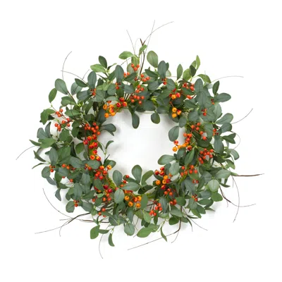 Houzbling Foliage And Berry Wreath 21"d Polyester In Green
