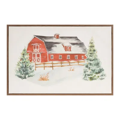 Houzbling Framed Barn Print 24"l X 16"h Mdf/canvas In Red