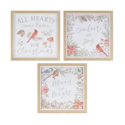 Houzbling Framed Bird And Cardinal Print (set Of 3) 9"sq Plastic/paper