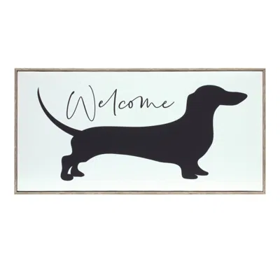 Houzbling Framed Dog/welcome Print 19.75"l X 10"h Mdf/plastic/paper In Black
