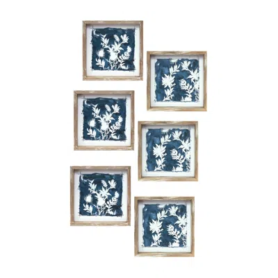 Houzbling Framed Floral Print (set Of 6) 8"sq Mdf In Multi