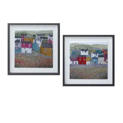 Houzbling Framed House Print (set Of 2) 15.5"sq Plastic/mdf/paper In Multi
