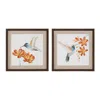 Houzbling Framed Hummingbird Print (set Of 2) 12"sq Mdf/canvas/plastic