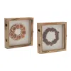 Houzbling Fruit Wreath Shadow Box (set Of 2) 10"sq Wood/resin