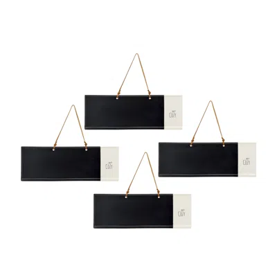 Houzbling Get Cozy Memo/chalkboard (set Of 4) 14.25" X 5"h Stoneware In Black