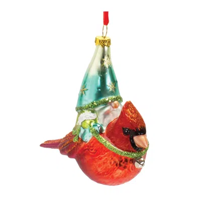 Houzbling Gnome And Cardinal Ornament (set Of 6) 4.5"h Glass