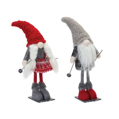 Houzbling Gnome On Skis (set Of 2) 14.5"h Polyester