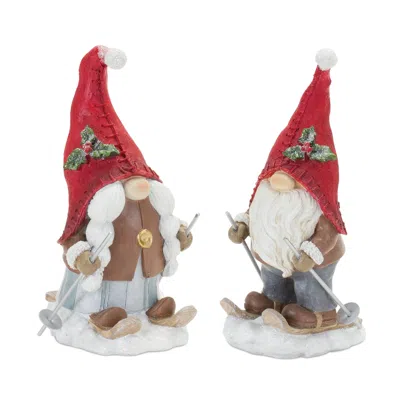 Houzbling Gnome On Skis (set Of 4) 6.75"h Resin