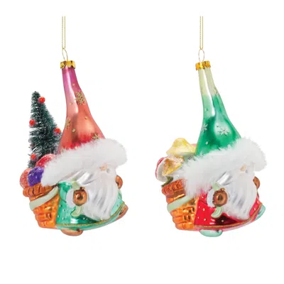 Houzbling Gnome Ornament (set Of 6) 5.25"h Glass