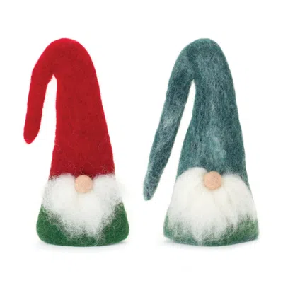 Houzbling Gnome Ornament/bottle Topper (set Of 6) 7"h Wool