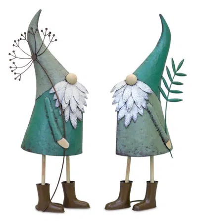 Houzbling Gnome (set Of 2) 27.25"h, 27.5"h Iron In Green