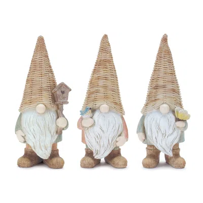 Houzbling Gnome (set Of 3) 9"h Resin In Neutral