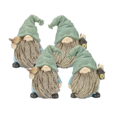 Houzbling Gnome (set Of 4) 4.5"l X 6.25"h Resin In Green