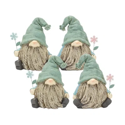 Houzbling Gnome (set Of 4) 4"l X 5.25"h Resin In Green