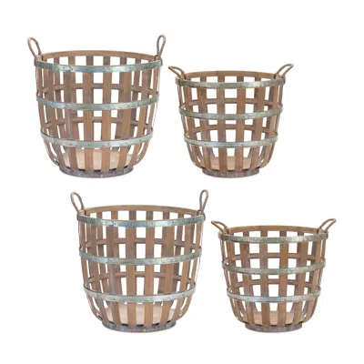 Houzbling Gnome W/scooter And Wheelbarrow (set Of 4) 5"h Resin In Brown