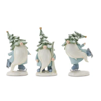 Houzbling Gnome W/skis And Skates (set Of 3) 7.25"h Resin