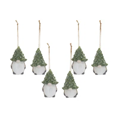Houzbling Gnome W/tree Hat Ornament (set Of 6) 3.25"h Terra Cotta