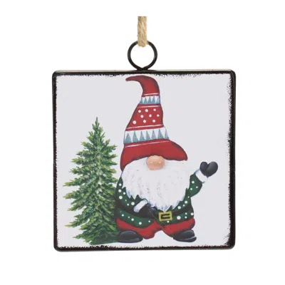 Houzbling Gnome W/tree Ornament (set Of 12) 4.75"h Metal