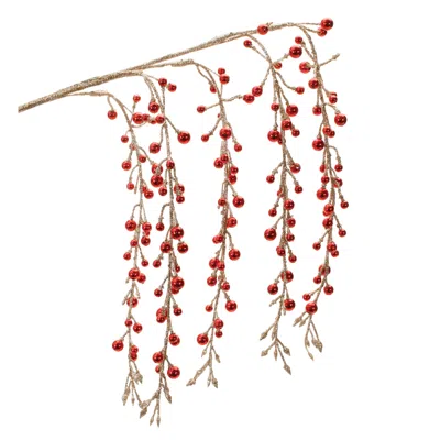 Houzbling Hanging Berry Branch (set Of 2) 26"h Plastic In Red