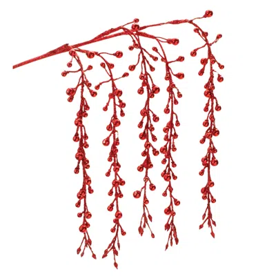 Houzbling Hanging Berry Branch (set Of 2) 26"h Plastic In Red