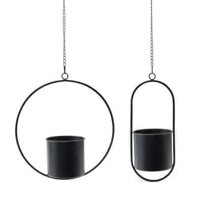 Houzbling Hanging Pot (set Of 2) 17"h Metal In Black