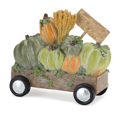 Houzbling Happy Thanksgiving Wagon 8.5"l X 4"h Resin In Multi