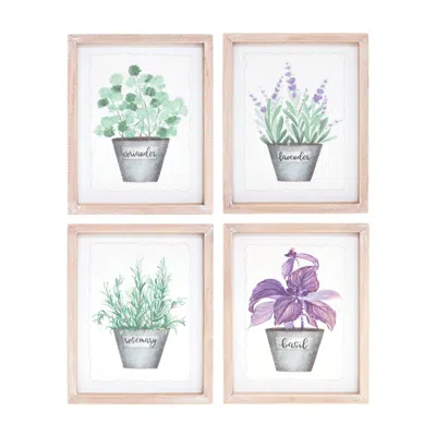 Houzbling Herb Frame (set Of 4) 6.5"l X 8"h Paper/mdf In Blue
