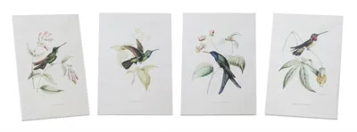 Houzbling Hummingbird Print (set Of 4) 5.5"l X 8"h Wood/mdf/paper In White