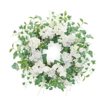 HOUZBLING HYDRANGEA AND IVY WREATH 21.5"D POLYESTER