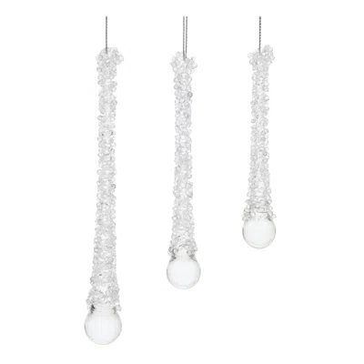 Houzbling Icicle Drop (set Of 12) 4.25"h, 5"h, 6.25"h Glass