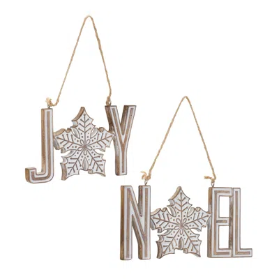 Houzbling Joy And Noel Ornament (set Of 12) 3"h, 3.5"h Resin In Neutral
