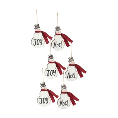 Houzbling Joy And Noel Snowman Ornament (set Of 6) 7.25"h Mdf In Black