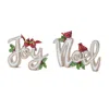 Houzbling Joy And Noel W/cardinal (set Of 2) 7"l X 5.75"h, 8.25"l X 6.25"h Resin