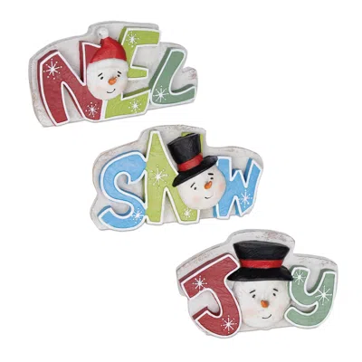 Houzbling Joy/snow/noel Sign (set Of 3) 7"l X 4.25"h Resin