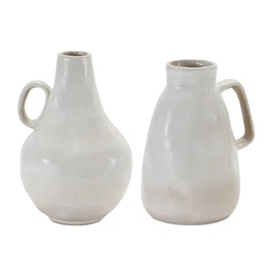 Houzbling Jug (set Of 2) 8"h, 7.25"h Ceramic In Gray
