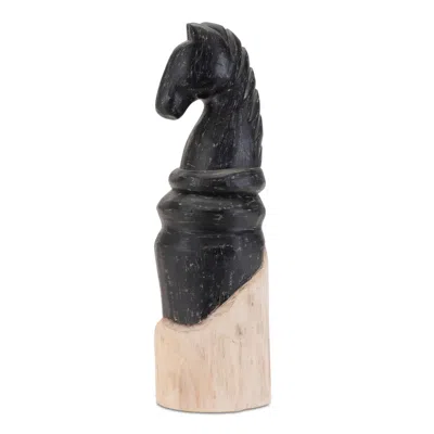 Houzbling Knight Chess Piece (set Of 2) 13.5"h Wood In Black