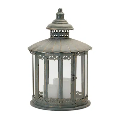Houzbling Lantern 13.75"d X 20"h Metal/glass In Gray
