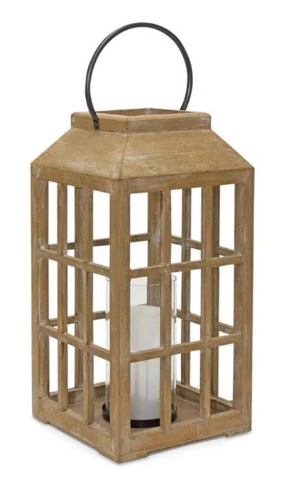 Houzbling Lantern 8.75"d X 22.5"h Wood/glass