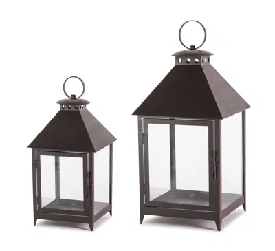 Houzbling Lantern (set Of 2) 11.75"h, 16"h Iron In Brown