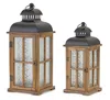 Houzbling Lantern (set Of 2) 15.5"h, 19.25"h Wood/metal