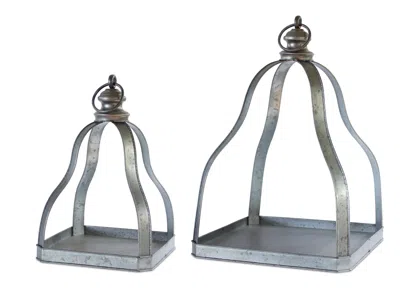 Houzbling Lantern (set Of 2) 15.5"h, 20"h Metal In Blue