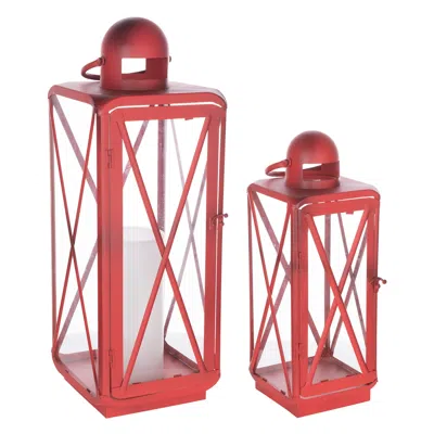 Houzbling Lantern (set Of 2) 16.75"h, 23"h Metal In White